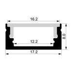 Havit Lighting Aluminium Profile HV9699-1708-2M - Shallow Square Aluminium Profile 2m Length Lights-For-You HV9699-1708-2M ACC1263ALH10