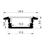 Havit Lighting Aluminium Profile HV9699-2308-2M - Shallow Square Winged Aluminium Profile 2m Length Lights-For-You HV9699-2308-2M ACC1271ALH10