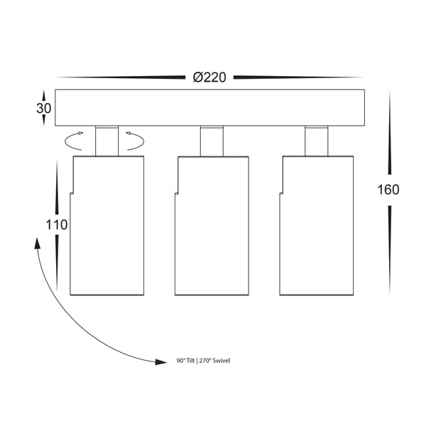 Havit Lighting Bar Lights Revo Black 3 Light TRI Colour Round Plate Lights-For-You HV4002T-3-BLK-RND 9350418025951