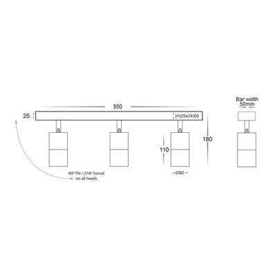 Havit Lighting Bar Lights Tivah White 3 Light TRI Colour Lights-For-You HV4001T-3-WHT 9350418016980