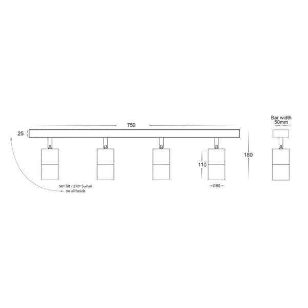 Havit Lighting Bar Lights Tivah White 4 Light TRI Colour LED Lights-For-You HV4001T-4-WHT 9350418017048