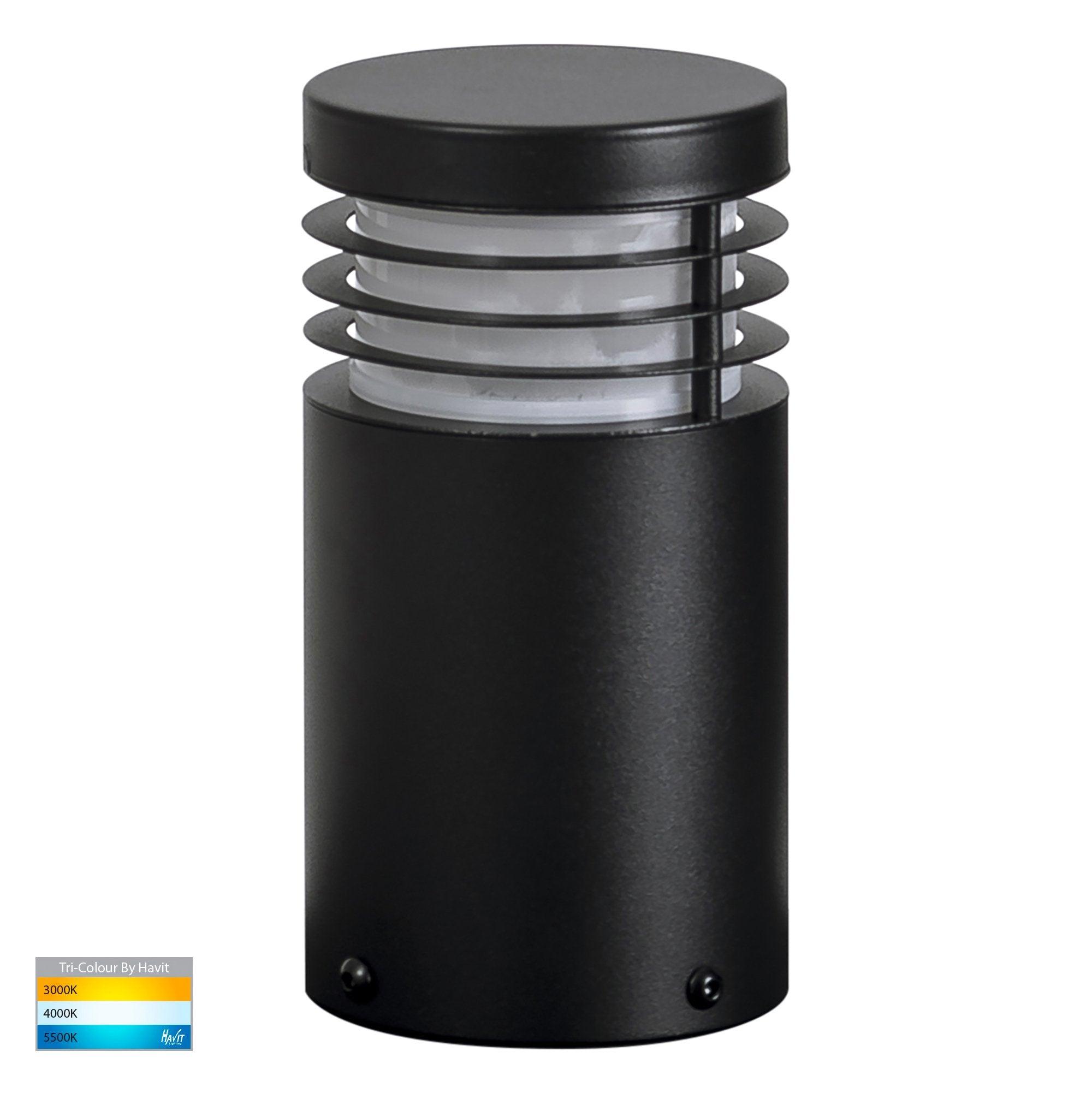 Havit Lighting Bollard Lighting Mini Black TRI Colour LED Bollard Light Lights-For-You HV1605T-BLK-240V 9350418016072