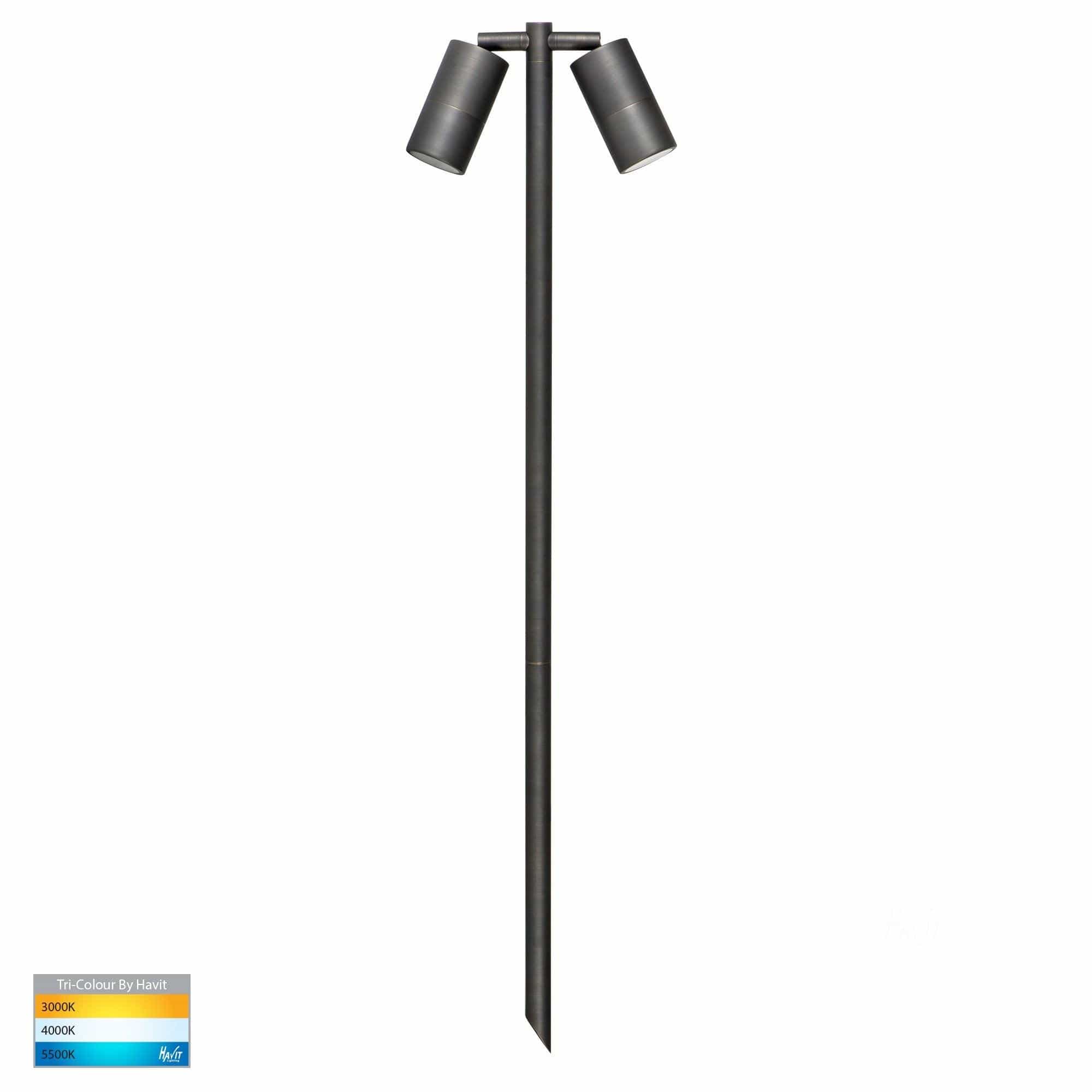 Havit Lighting Bollard Lighting Tivah Antique Brass TRI Colour Double Lights-For-You HV1405T-AB 9350418015747