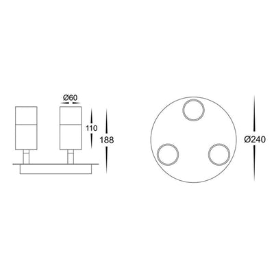 Havit Lighting Exterior Lighting Tivah Black 3 Light Round Plate Lights-For-You HV4001T-3-BLK-RND 9350418016959