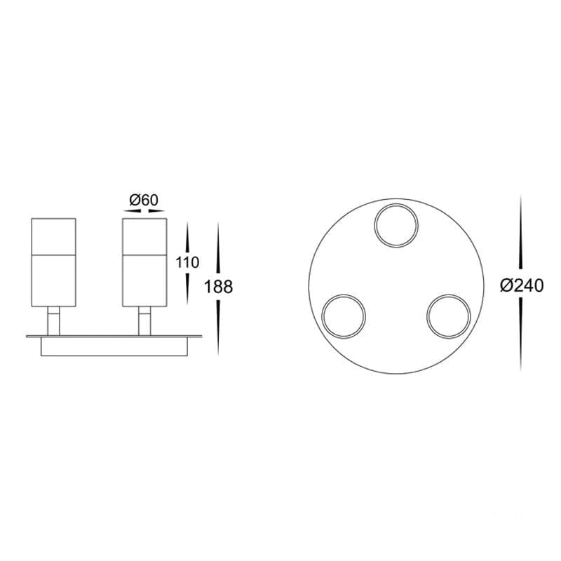 Havit Lighting Exterior Lighting Tivah Titanium Aluminium 3 Light Round Plate Lights-For-You HV4001T-3-TTM-RND 9350418016973