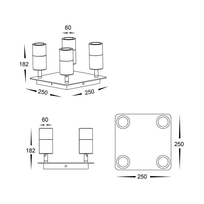 Havit Lighting Exterior Lighting Tivah Titanium Aluminium 4 Light Lights-For-You HV4001T-4-TTM-SQ 9350418017031