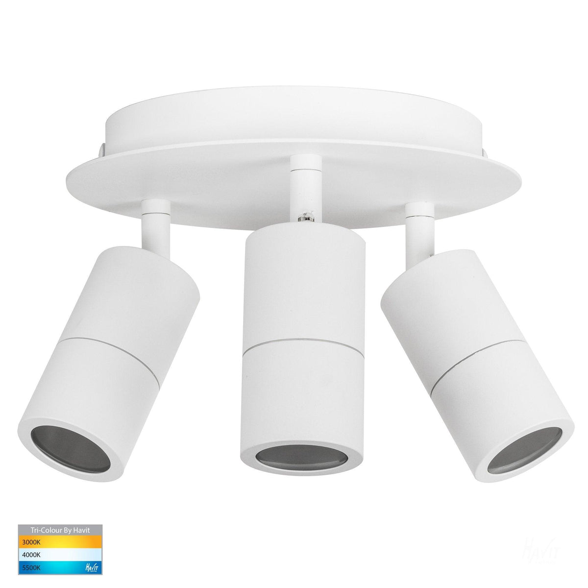 Havit Lighting Exterior Lighting Tivah White 3 Light Round Plate Lights-For-You HV4001T-3-WHT-RND 9350418016997