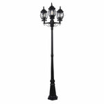 Havit Lighting Exterior Posts Trener Aluminium Black Coach 3 Light Post Light Lights-For-You HV1673W-BLK
