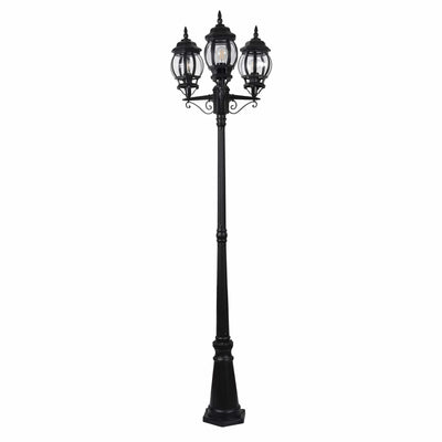 Havit Lighting Exterior Posts Trener Aluminium Black Coach 3 Light Post Light Lights-For-You HV1673W-BLK