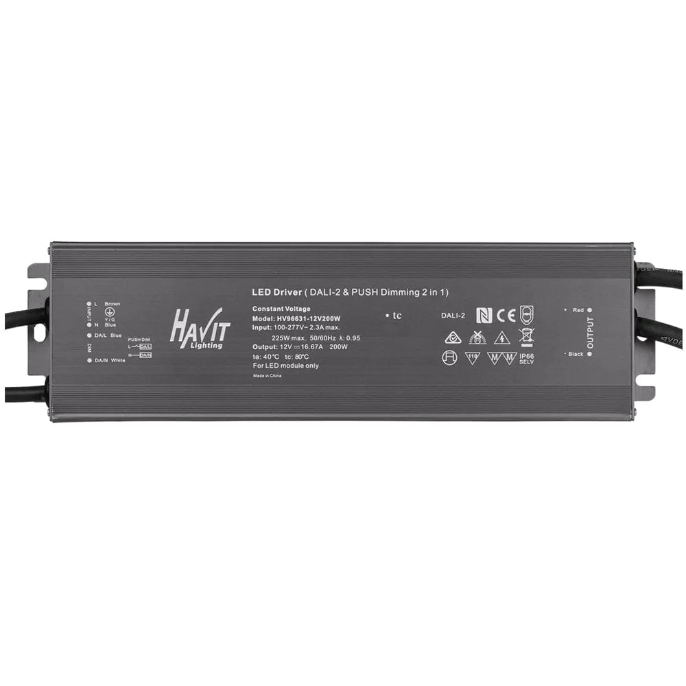 Havit Lighting LED Drivers 200w Dali Push Dim LED Driver 12v or 24v DC Lights-For-You HV96631-12V200W 9350418027597