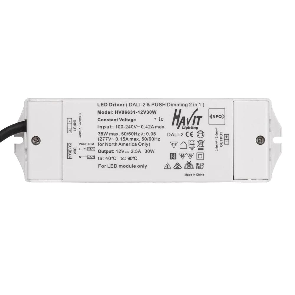 Havit Lighting LED Drivers White / 12v DC 30w Dali + Push Dim LED Driver 12v or 24v DC in White Havit Lighting - HV96631-12V30W, HV96631-24V30W Lights-For-You HV96631-12V30W