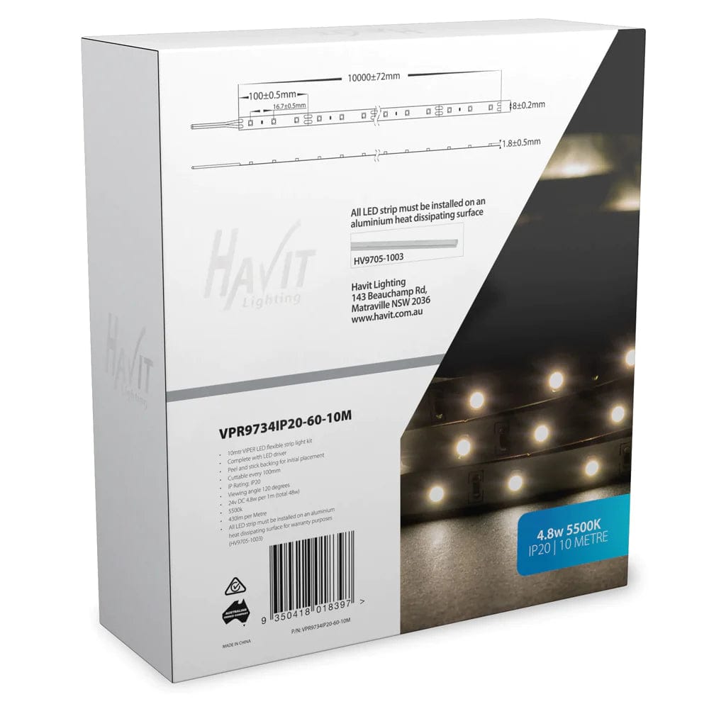 Havit Lighting LED Strips Golden / 5500k VPR9734IP54-60-10M - VIPER 4.8w 10m LED Strip kit 5500k Lights-For-You VPR9734IP54-60-10M