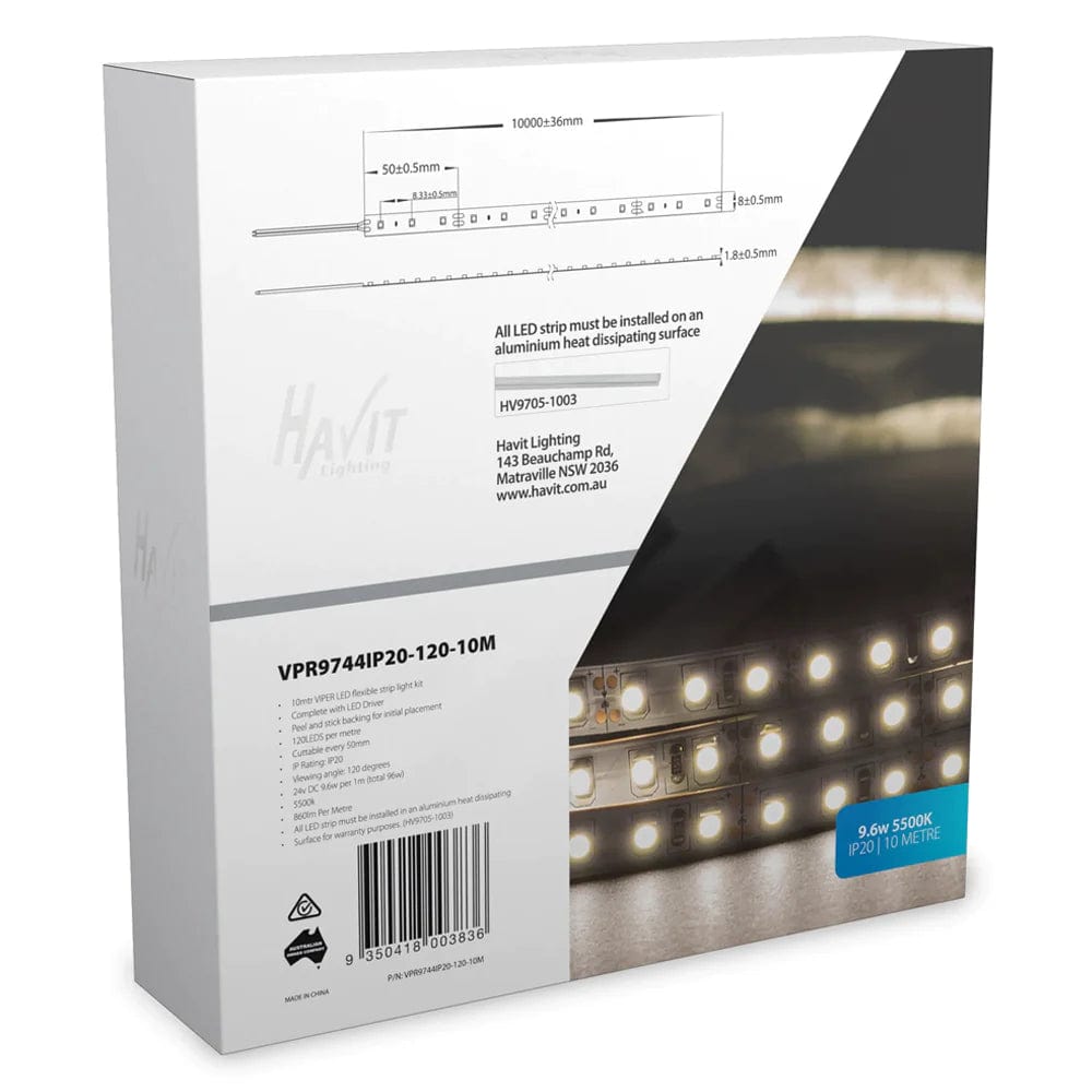 Havit Lighting LED Strips Golden / 5500k VIPER 9.6w 10m LED Strip kit 5500k Lights-For-You VPR9744IP20-120-10M