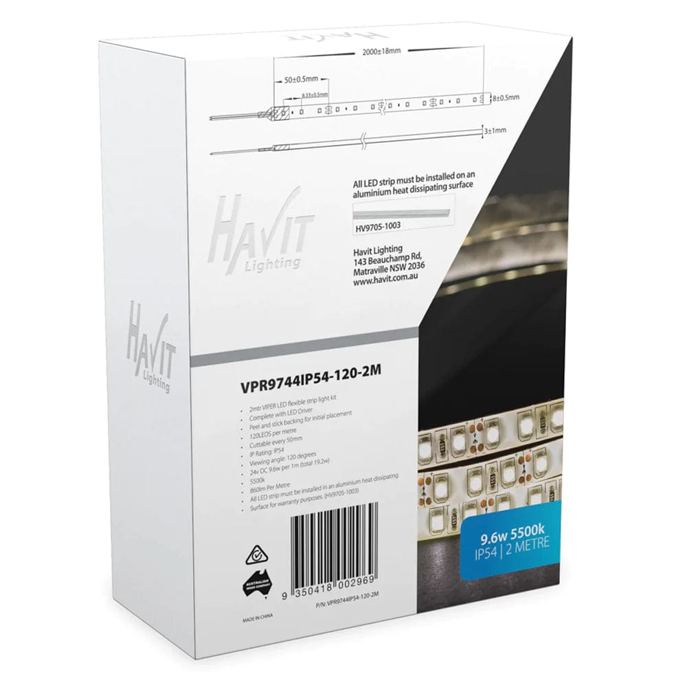 Havit Lighting LED Strips Golden / 5500k VIPER 9.6w 5m LED Strip kit 5500k Lights-For-You VPR9744IP54-120-5M