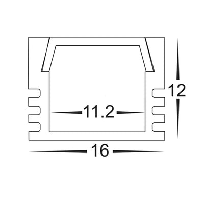 Havit Lighting Lighting 16mm x 12mm Black Shallow Square Aluminium LED Profile Havit Lighting - HV9693-1612-BLK Lights-For-You