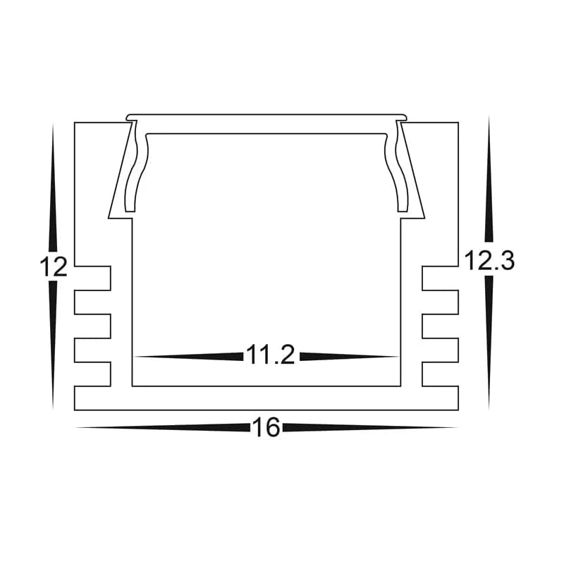 Havit Lighting Lighting 16mm x 12mm White Shallow Square Aluminium LED Profile Havit Lighting - HV9693-1612-WHT Lights-For-You