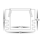 Havit Lighting Lighting 16mm x 12mm White Shallow Square Aluminium LED Profile Havit Lighting - HV9693-1612-WHT Lights-For-You