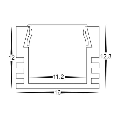 Havit Lighting Lighting 16mm x 12mm White Shallow Square Aluminium LED Profile Havit Lighting - HV9693-1612-WHT Lights-For-You