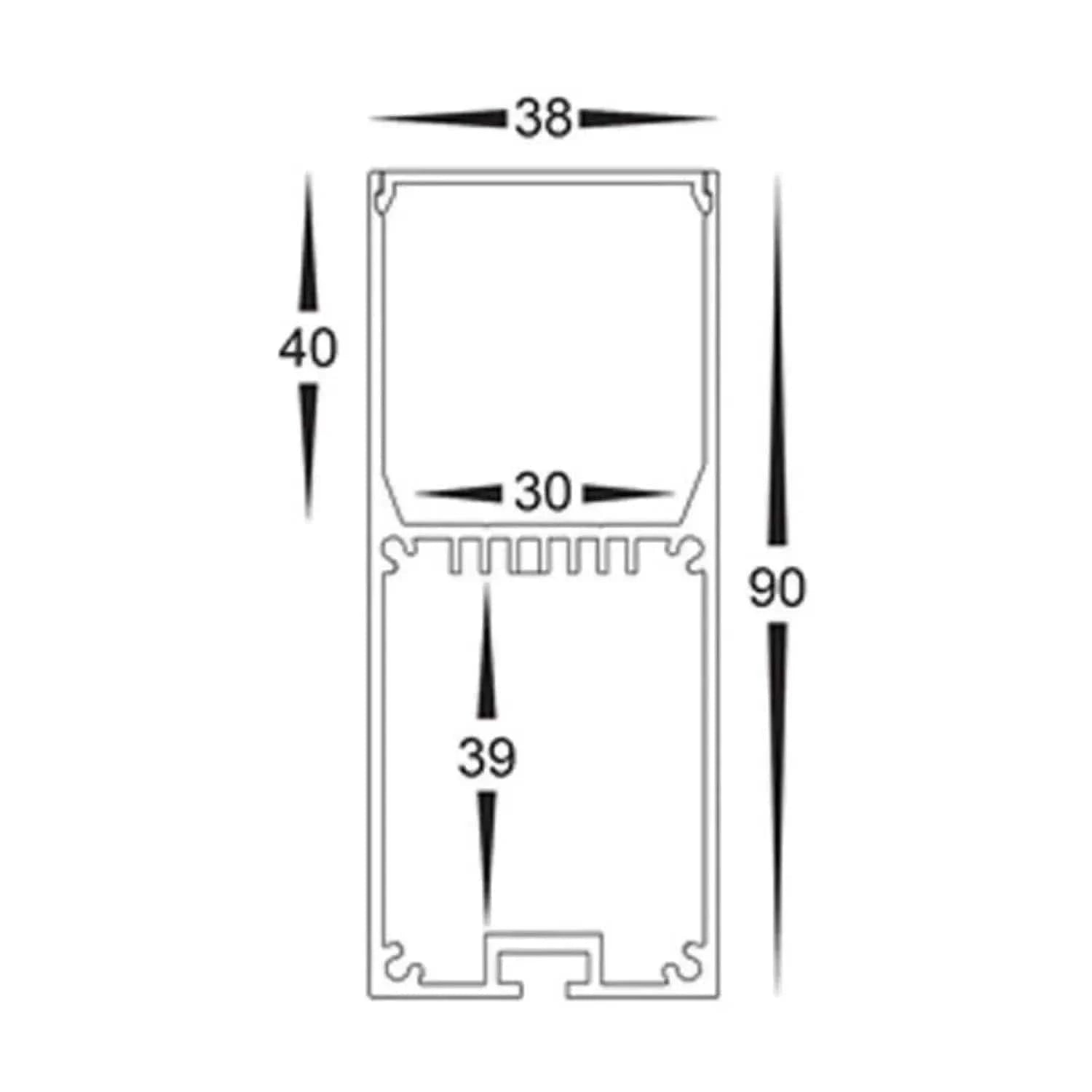 Havit Lighting Lighting 38mm x 90mm Silver Large Deep Square Aluminium LED Profile Havit Lighting - HV9693-3890 Lights-For-You