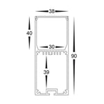 Havit Lighting Lighting 38mm x 90mm Silver Large Deep Square Aluminium LED Profile Havit Lighting - HV9693-3890 Lights-For-You