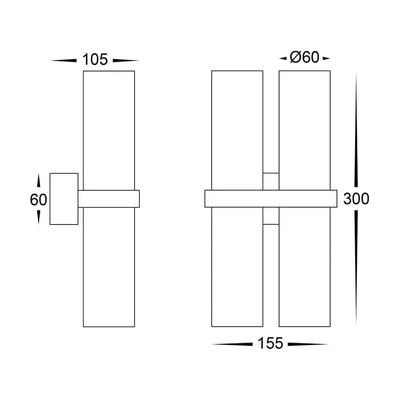 Havit Lighting Lighting HV10392T - Luz White TRI Colour Double Up & Down Wall Pillar Lights Lights-For-You HV10392T