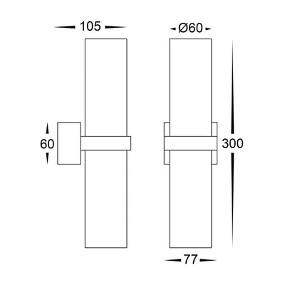 Havit Lighting Lighting HV10591T - Luz Solid Brass TRI Colour Single Up & Down Wall Pillar Lights Lights-For-You HV10591T