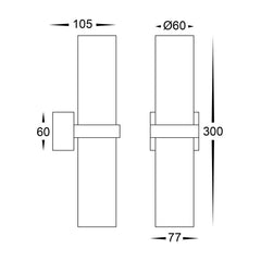 Havit Lighting Lighting HV10591T - Luz Solid Brass TRI Colour Single Up & Down Wall Pillar Lights Lights-For-You HV10591T