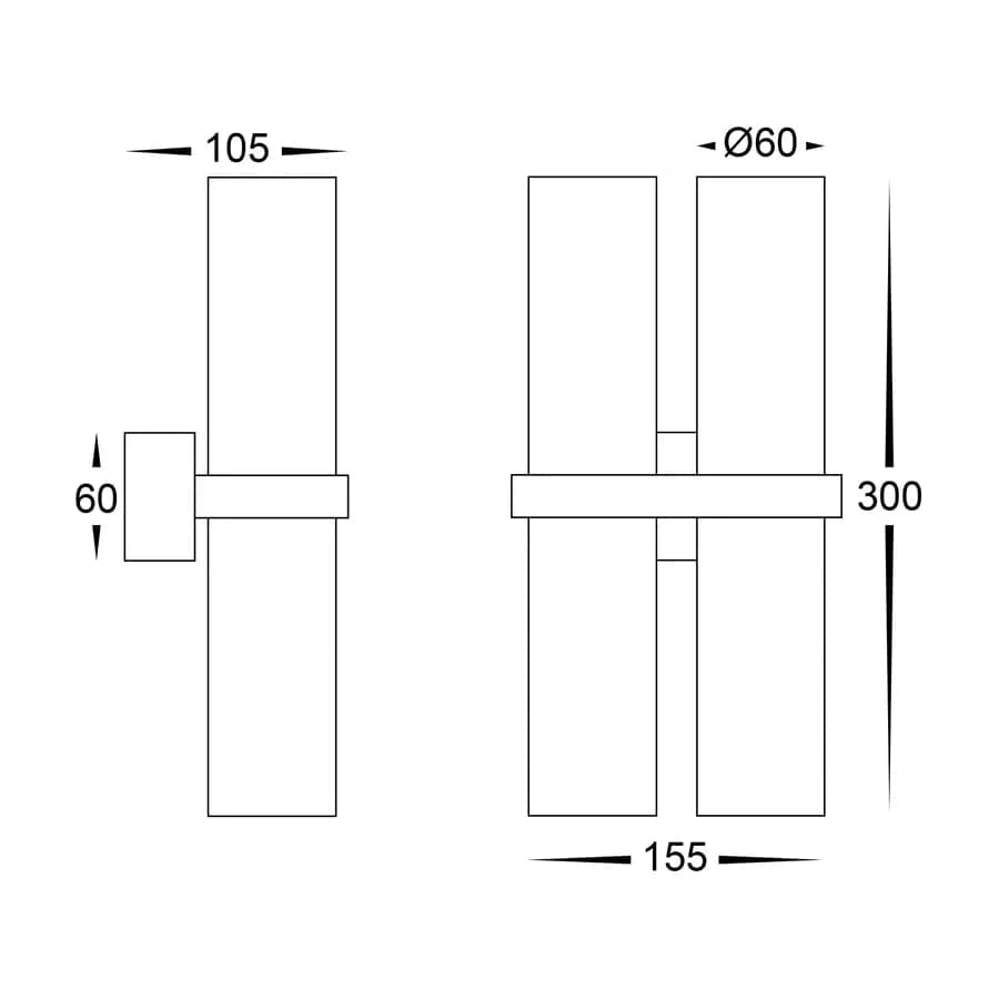 Havit Lighting Lighting HV10592T - Luz Solid Brass TRI Colour Double Up & Down Wall Pillar Lights Lights-For-You HV10592T