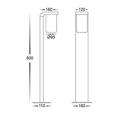 Havit Lighting Lighting HV1692W-BLK - Angela Aluminium Black LED Bollard Light Lights-For-You HV1692W-BLK