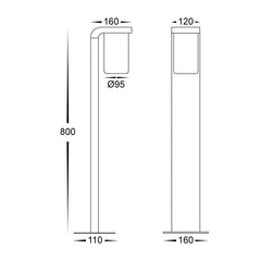 Havit Lighting Lighting HV1692W-BLK - Angela Aluminium Black LED Bollard Light Lights-For-You HV1692W-BLK