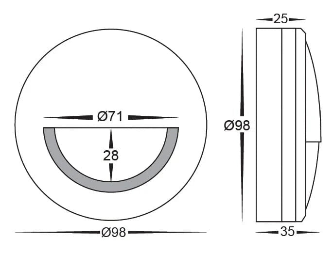 Havit Lighting Lighting HV2961T-TTM-12V | HV2961T-TTM-240V - Nava Titanium Coloured Aluminium LED Step Light with Eyelid Lights-For-You