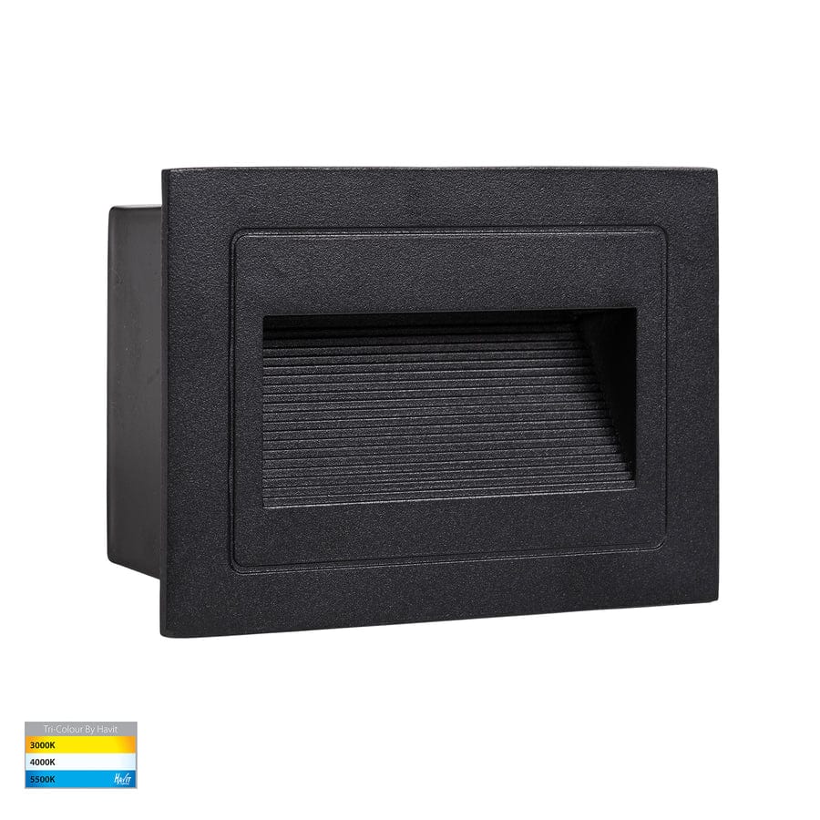 Havit Lighting Lighting HV3113T-BLK-240V | HV3113T-BLK-12V - Black Rectangular Recessed LED Step Light Lights-For-You HV3113T-BLK-240V