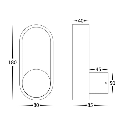 Havit Lighting Lighting Ovale Indoor LED Wall Light in Black, Black/Brass, White, White/Brass Havit Lighting - HV8080T Lights-For-You