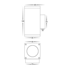 Havit Lighting Lighting Quadru Square Black TRI Colour Up & Down LED Wall Light Lights-For-You