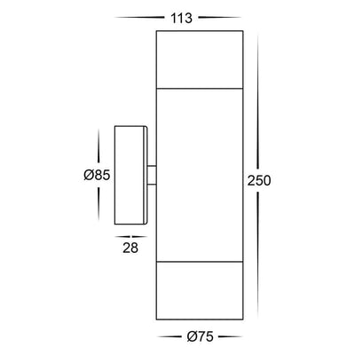 Havit Lighting Outdoor Up/Down Wall Lights Tivah Maxi Up/Down LED Wall Light CCT in Black Lights-For-You HV1028T 9350418018878