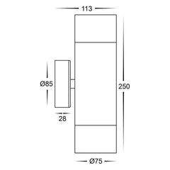 Havit Lighting Outdoor Up/Down Wall Lights Tivah Maxi Up/Down LED Wall Light CCT in Black Lights-For-You HV1028T 9350418018878