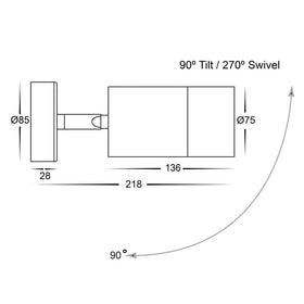 Havit Lighting Wall Lights Maxi Tivah Aluminium Black TRI Colour Lights-For-You HV1228T 9350418018915