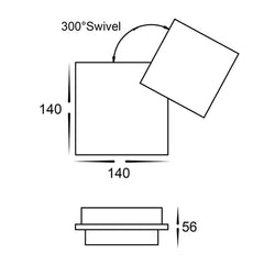 Havit Lighting Wall Lights Pivot Square LED Wall Light TRI Colour 10w in Black/White Havit Lighting - HV3667T Lights-For-You