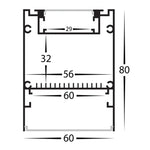60mm x 80mm Silver Deep Square Up and Down Aluminium LED Profile