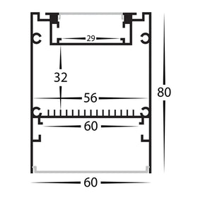 60mm x 80mm Silver Deep Square Up and Down Aluminium LED Profile