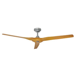 Hunter Pacific Ceiling Fans Brushed Aluminium/Bamboo Blades / No Hunter Pacific Radical 3 DC Indoor/Outdoor 60" 3 Blade Ceiling Fan Lights-For-You R323