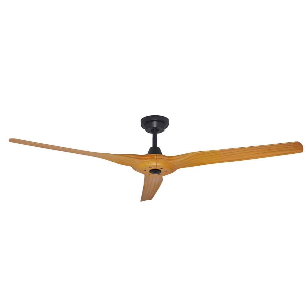 Hunter Pacific Ceiling Fans Matt Black/Bamboo Blades / No Hunter Pacific Radical 3 DC Indoor/Outdoor 60" 3 Blade Ceiling Fan Lights-For-You R324