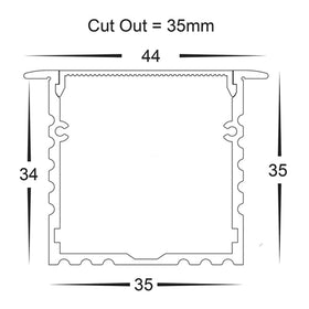 44mm x 35mm Silver Square Winged Large Aluminium LED Profile Havit Lightin
