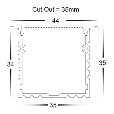 44mm x 35mm Silver Square Winged Large Aluminium LED Profile Havit Lightin