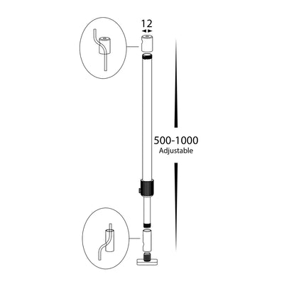 HV9705-1MROD | HV9705-2MROD - Black Aluminium Rod to suit Alumninum Profile