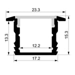 23mm x 15mm 2 Metre Silver Deep Square Winged Aluminium LED Profile Havit 