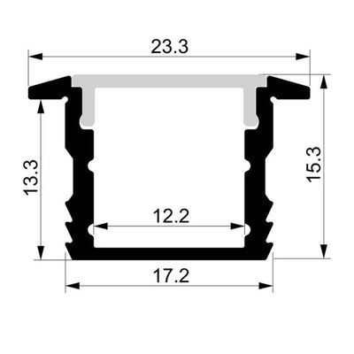 23mm x 15mm 2 Metre Silver Deep Square Winged Aluminium LED Profile Havit 