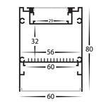 60mm x 80mm White Deep Square Up and Down Aluminium LED Profile