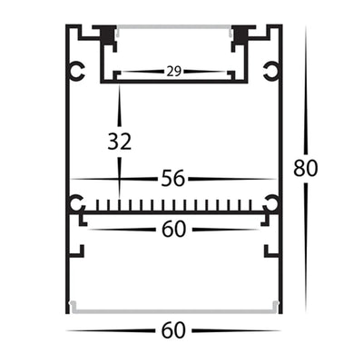 60mm x 80mm White Deep Square Up and Down Aluminium LED Profile