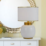 Davila Ceramic Table Lamp — White| Gold